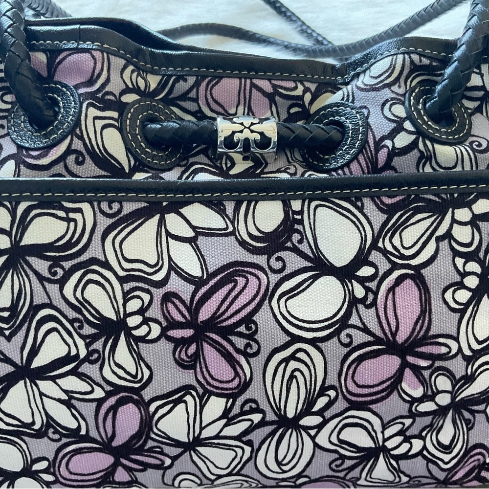 💜 BRIGHTON Lillian Bag in Butterfly Print with Floral Charm - Canvas & Leather - Picture 5 of 10